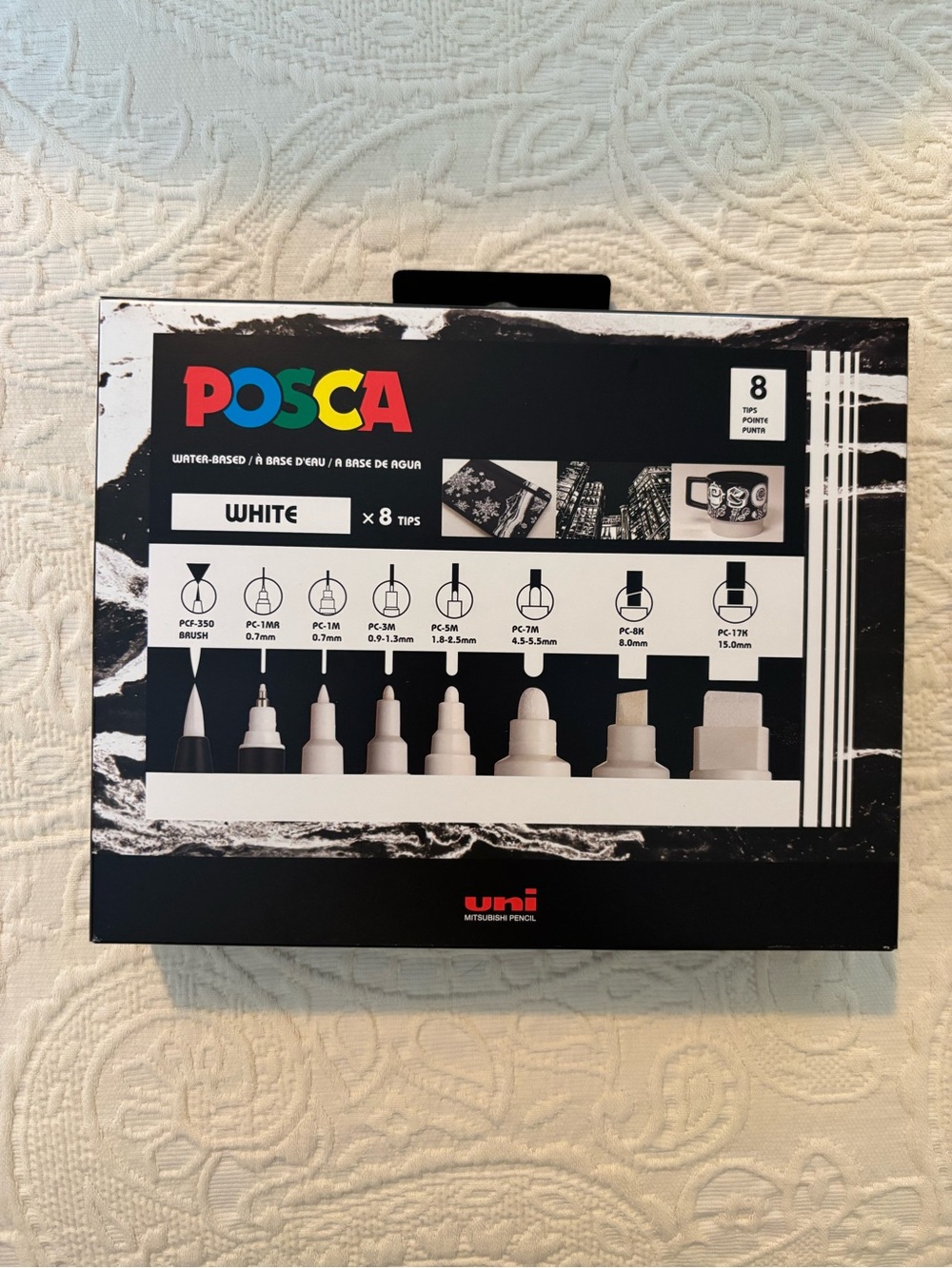 White Multi-Tip Marker Set — 8 White Tips for Art & Decor
